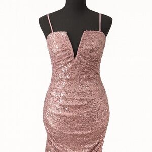 Elegant Pink Sequin Dress